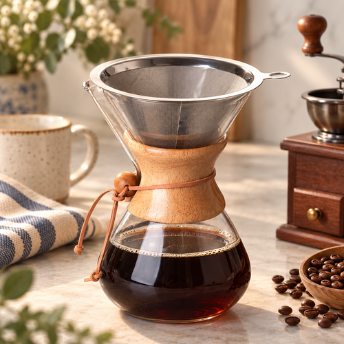 Italian-Style Heat-Resistant Pour Over Coffee Pot