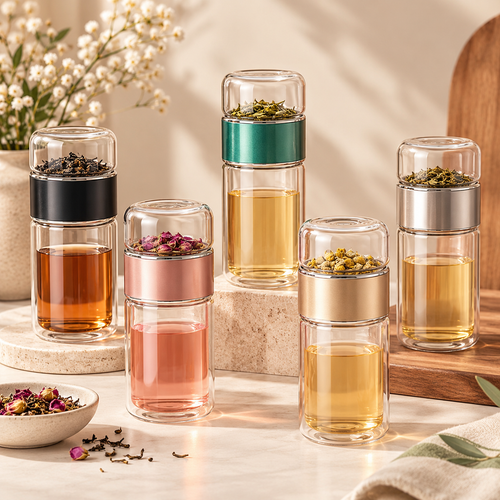 Double-Walled Glass Infuser Tea Cup
