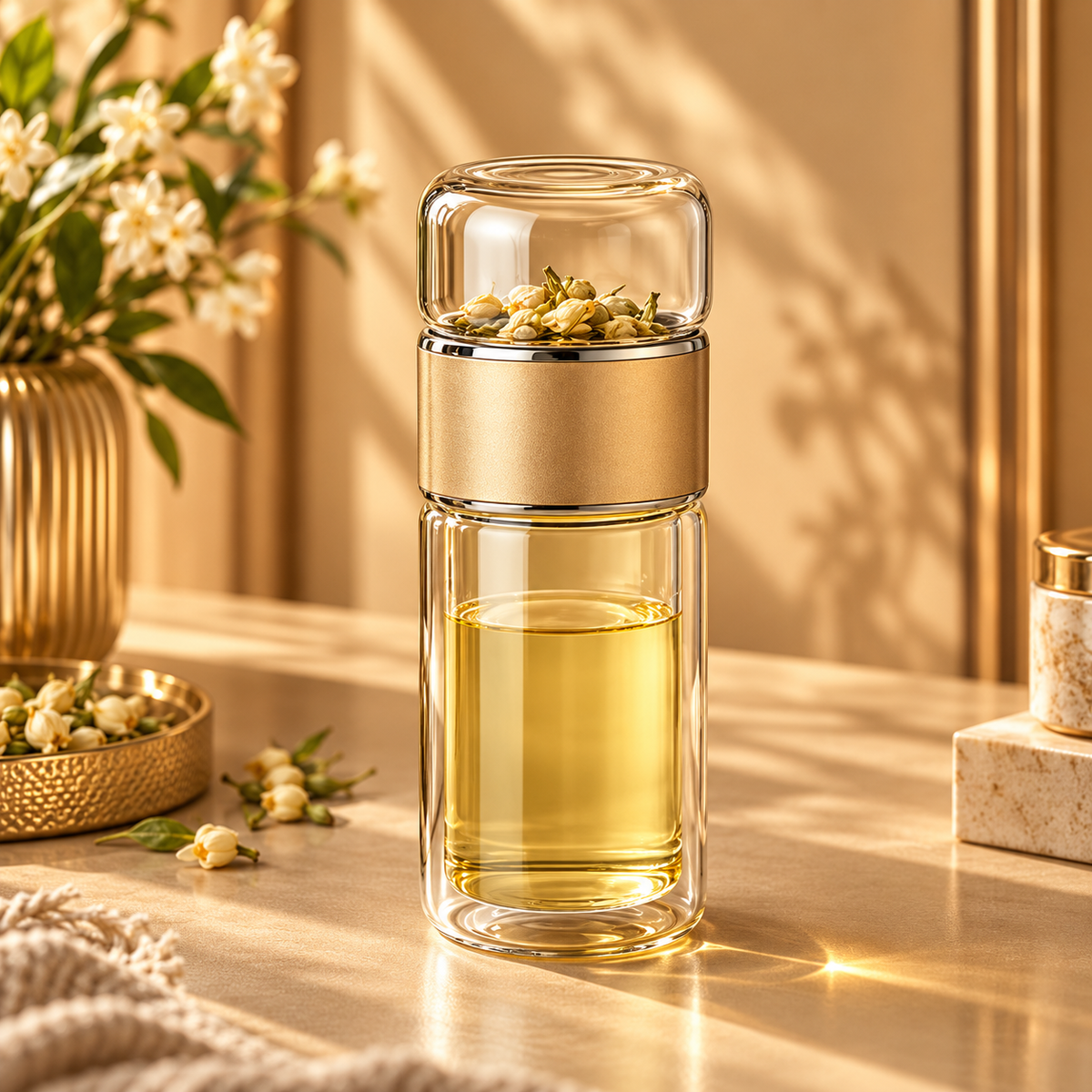 Double-Walled Glass Infuser Tea Cup