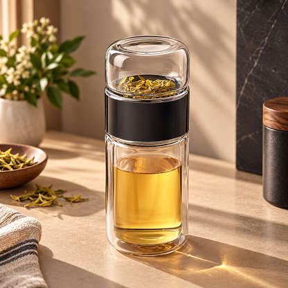Double-Walled Glass Infuser Tea Cup