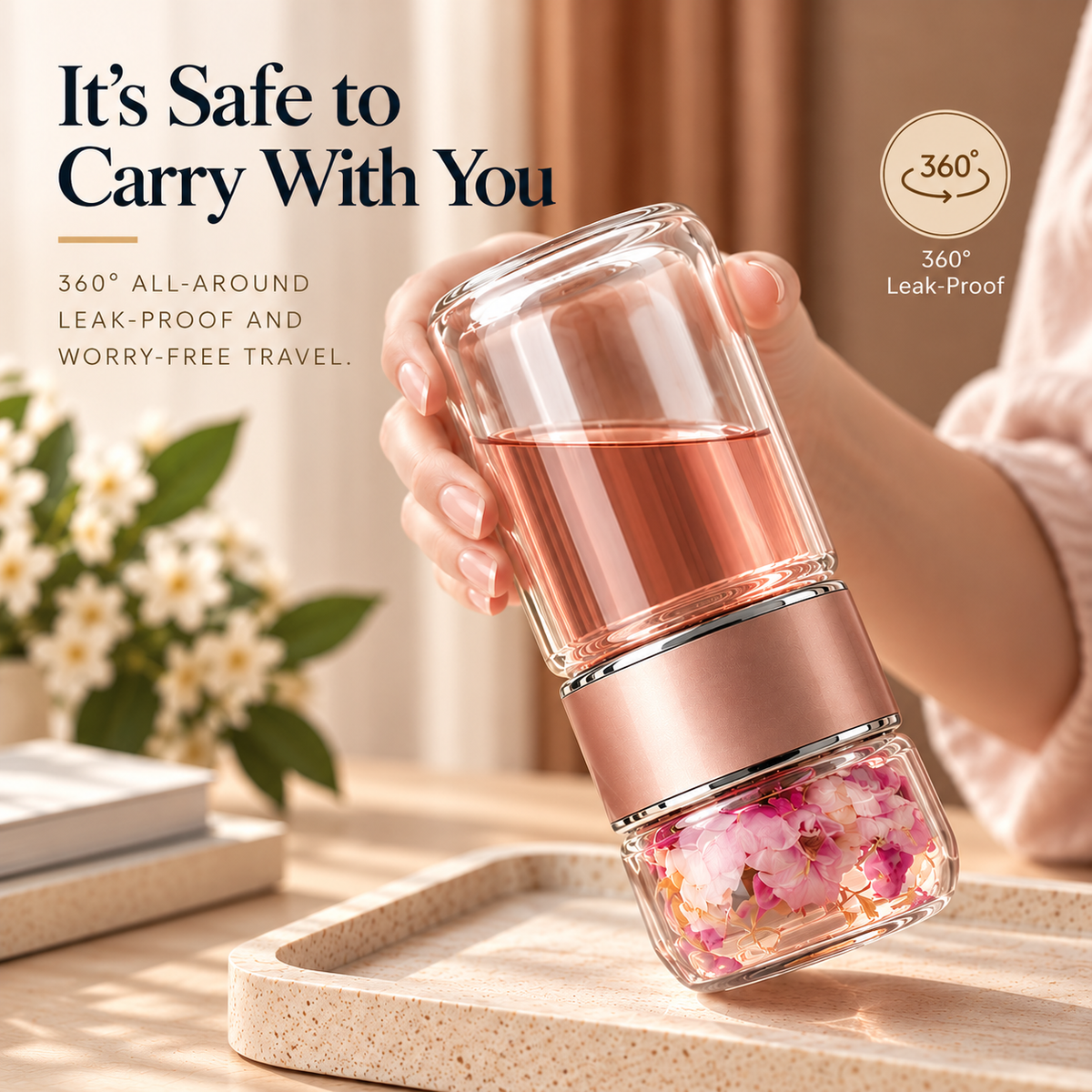 Double-Walled Glass Infuser Tea Cup