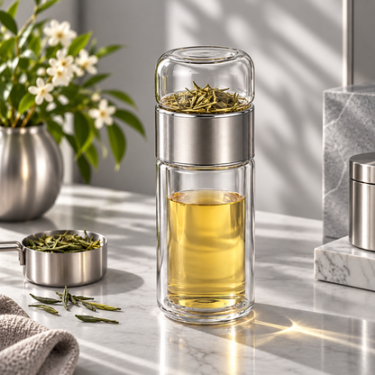 Double-Walled Glass Infuser Tea Cup