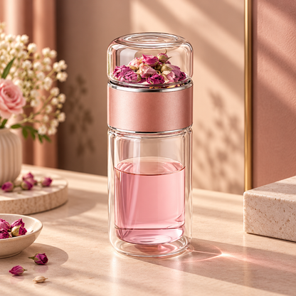 Double-Walled Glass Infuser Tea Cup