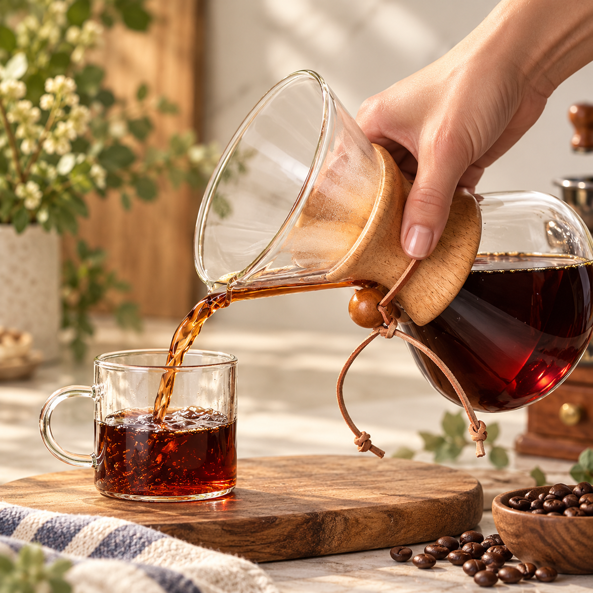 Italian-Style Heat-Resistant Pour Over Coffee Pot