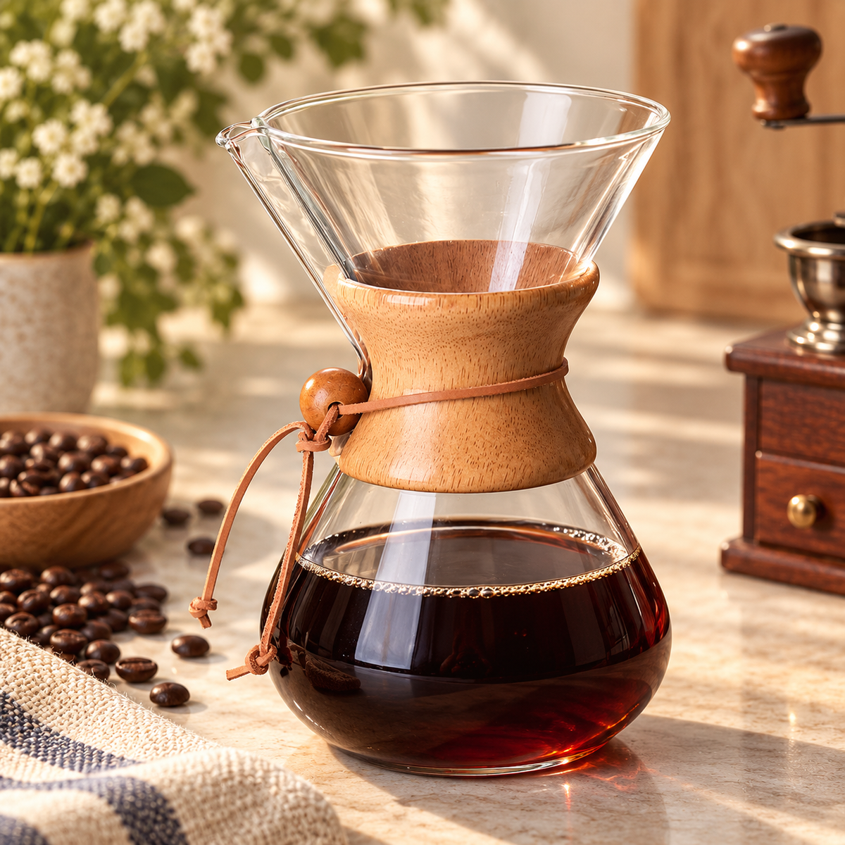Italian-Style Heat-Resistant Pour Over Coffee Pot